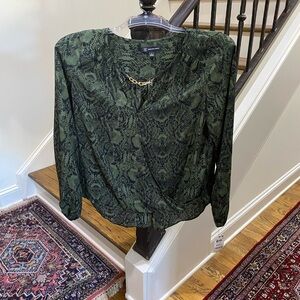 INC International Concepts Green Patterned Blouse